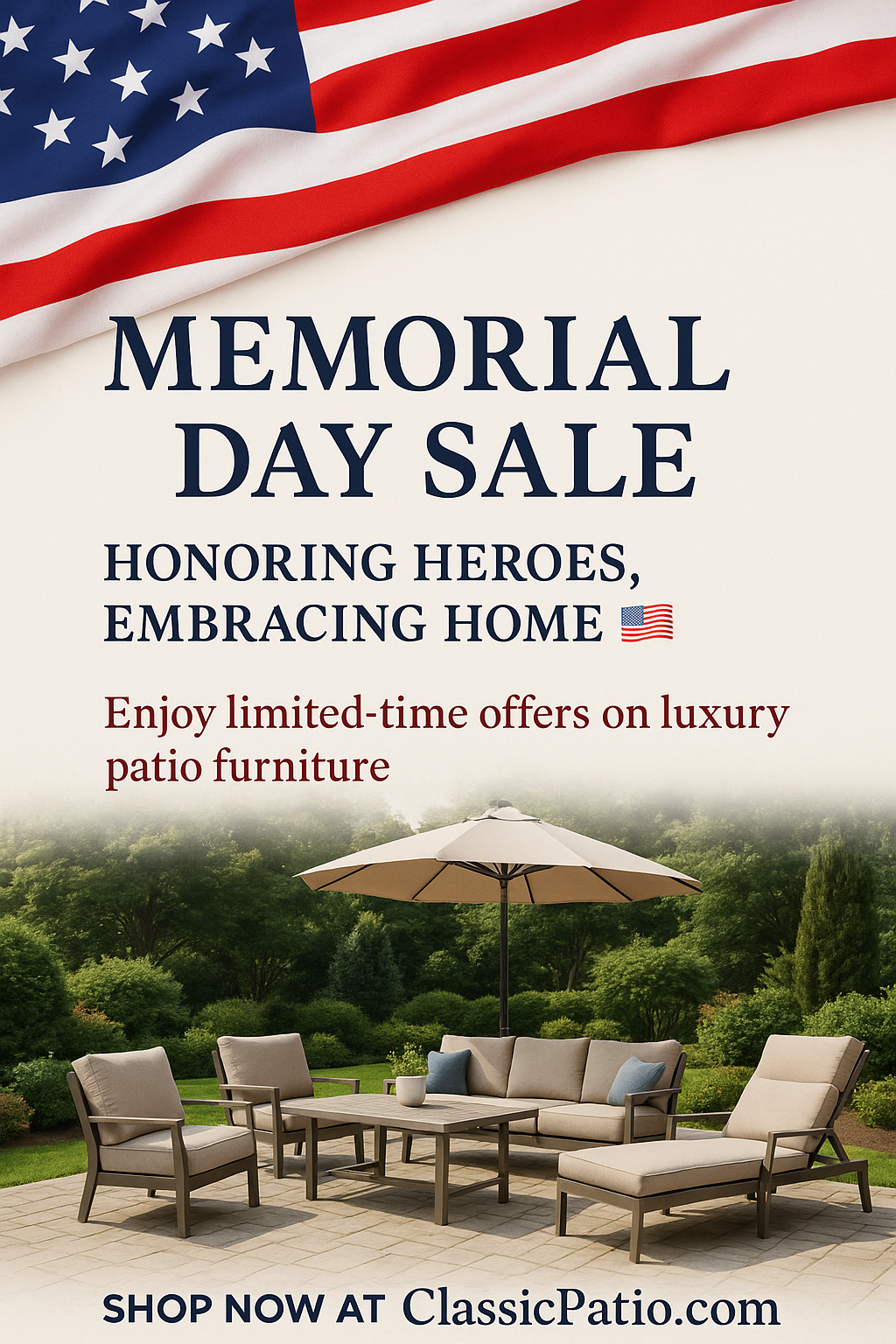 Honoring Heroes, Embracing Home: Memorial Day Sale at ClassicPatio.com 🇺🇸