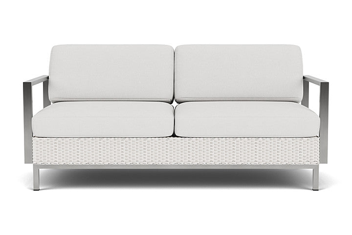 Elements Settee with Stainless Steel Arms and Back Replacement Cushion by Lloyd Flanders