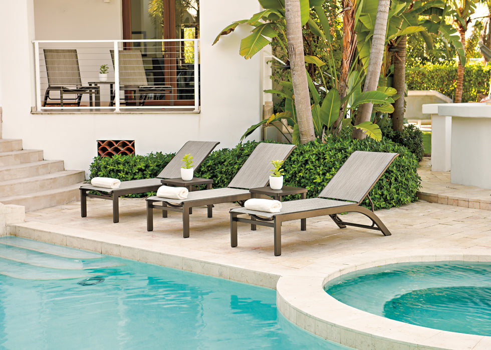 Kendall Sling Stacking Armless Lay-flat Chaise