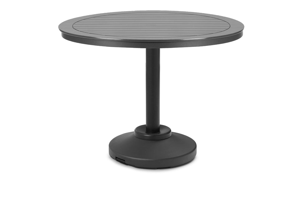 42" Round MGP Slat Top 80lb Weighted Pedestal Base Tables By Telescope Casual