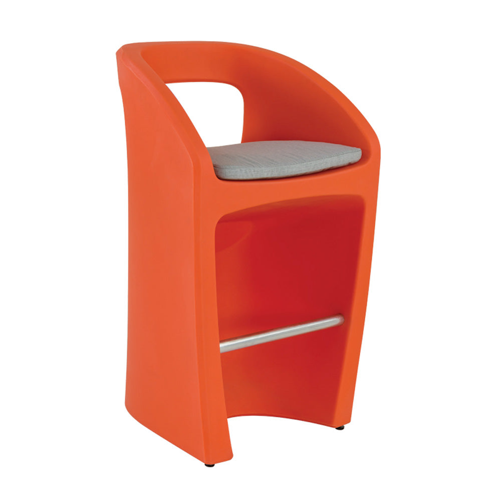 Radius Stationary Bar Stool with Arms, Seat Pad and 10 lbs Weight by Tropitone