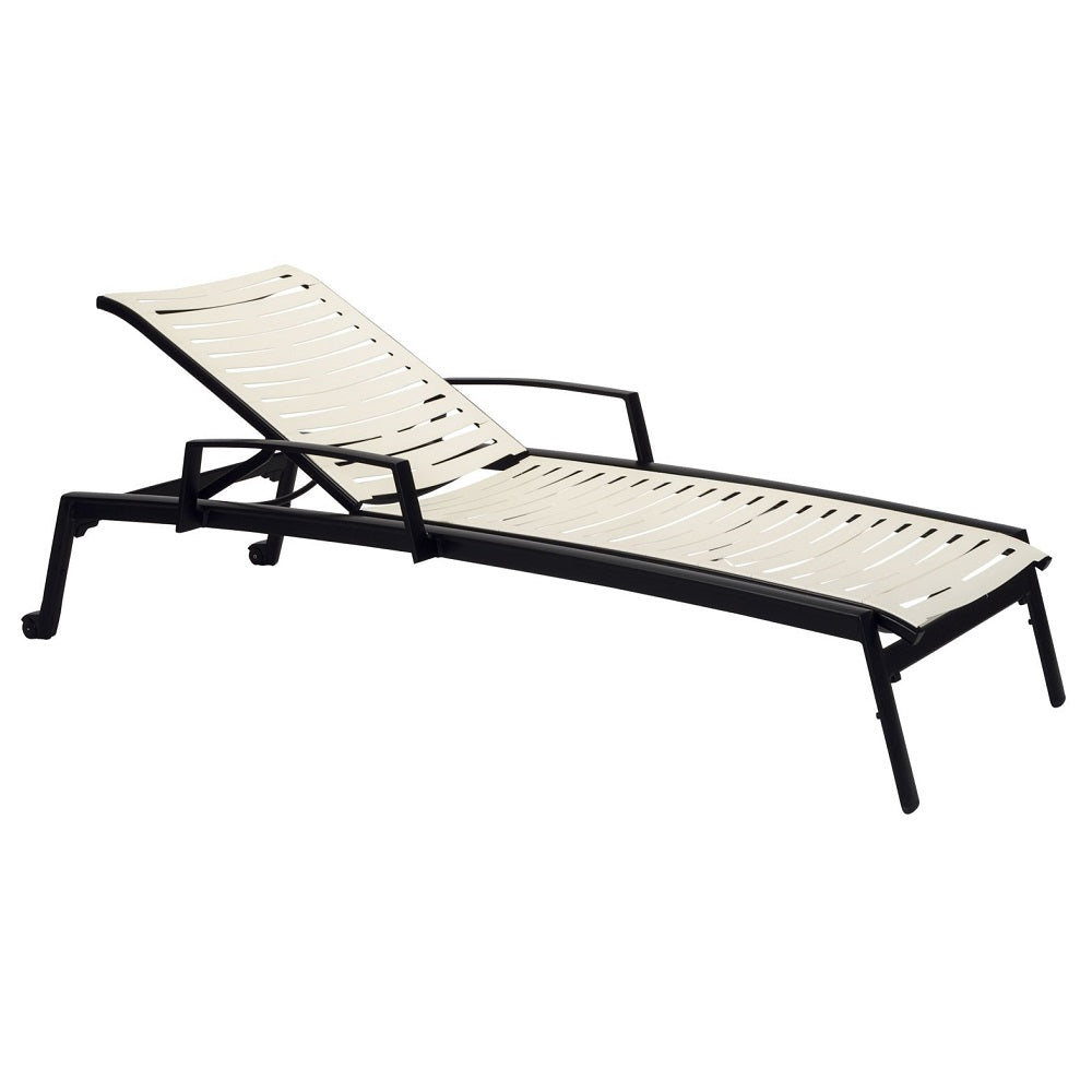 Elance Chaise Lounge with Arms and Wheels Ribbon Segment by Tropitone