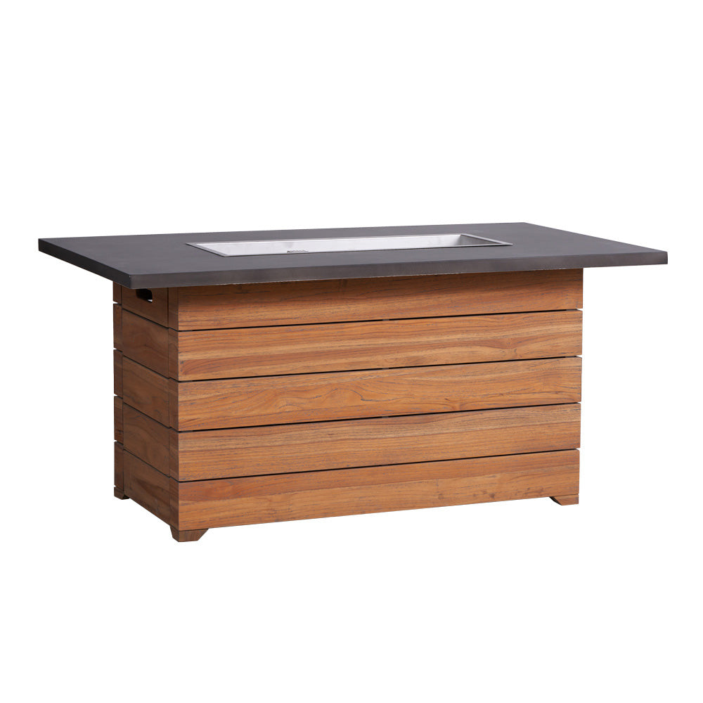 Teak 52” Rect. Fire Table with Faux Concrete Top by Lloyd Flanders