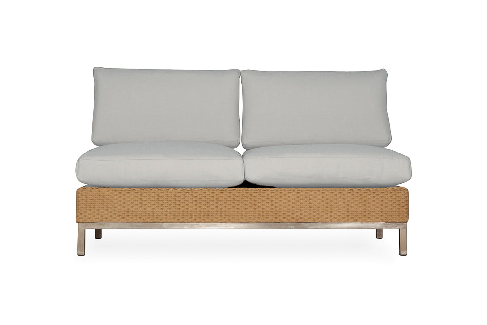 Elements Armless Settee with Loom Back By Lloyd Flanders