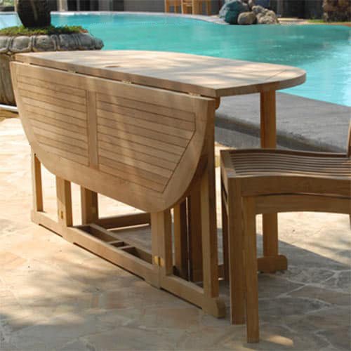 Teak Oval Drop Leaf Table
