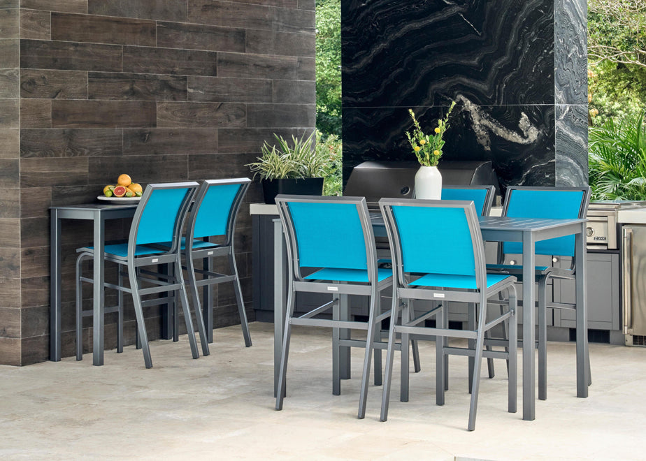 Bazza Sling Bar Height Stacking Armless Cafe Chair By Telescope Casual