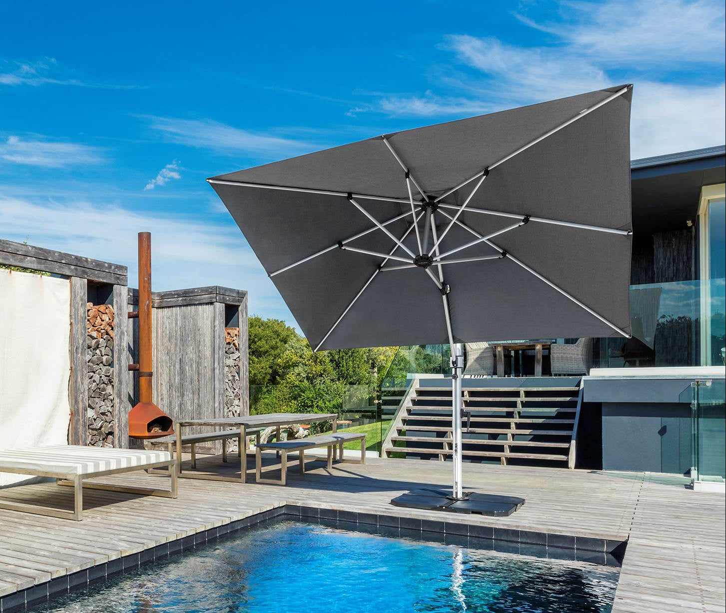 8.5F X 11F Rectangle Aurora Premium Aluminum Cantilever Umbrella by Frankford