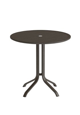 Aluminum Slat 36" Round KD Pedestal Bar Table with Umbrella Hole