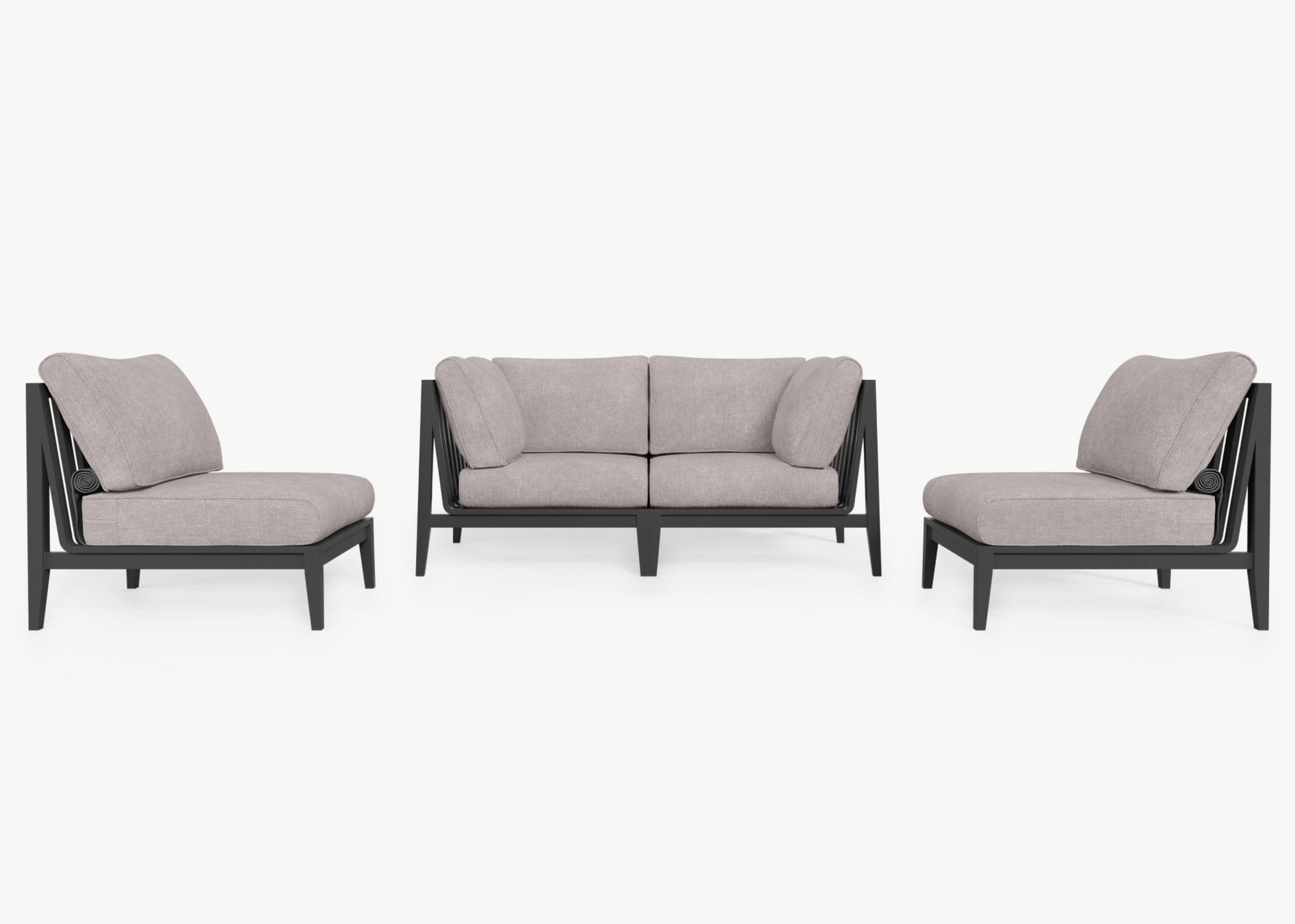 Aluminum Outdoor Loveseat with Armless Chairs - 4 Seat
