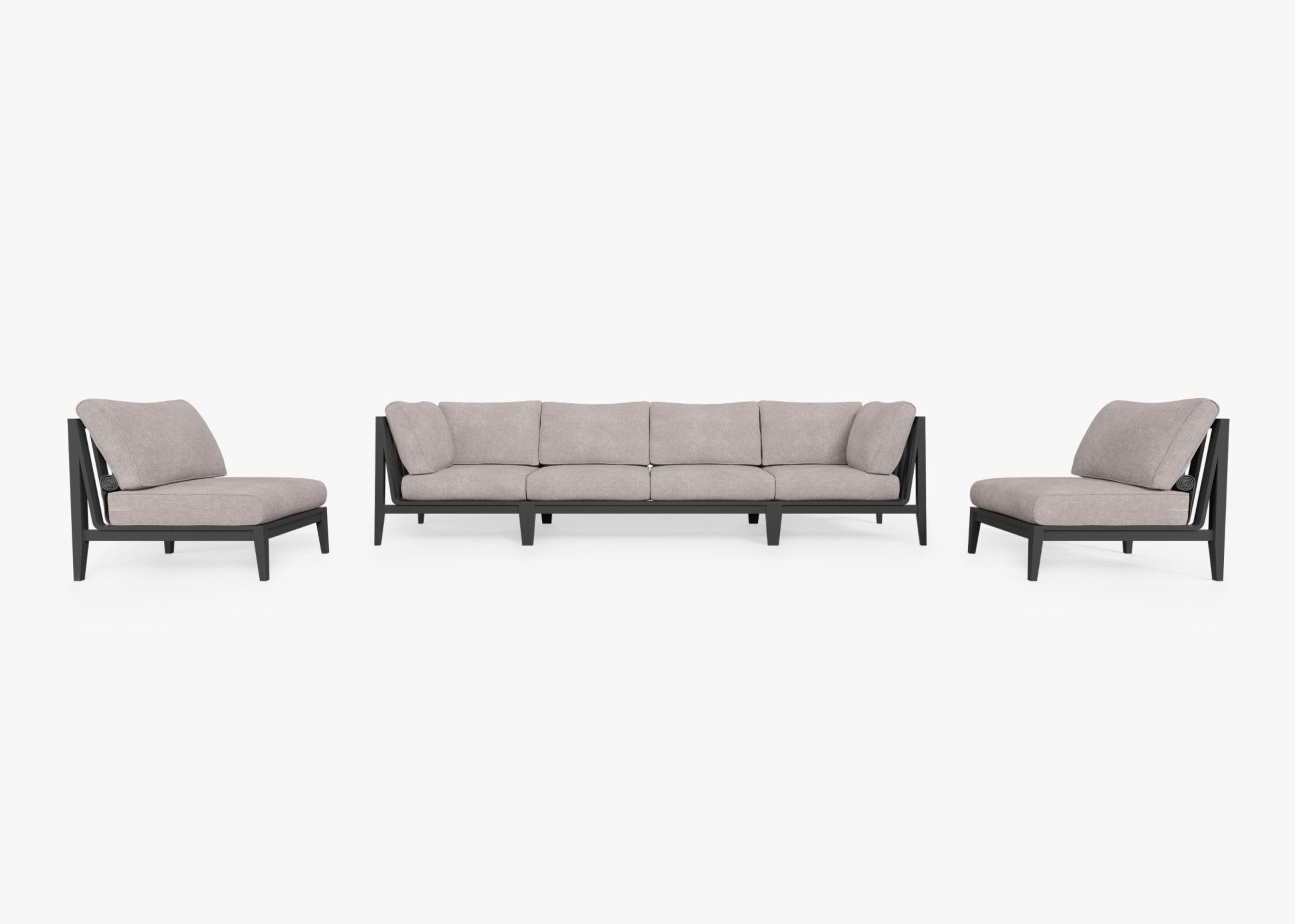 Aluminum Outdoor Sofa with Armless Chairs - 6 Seat