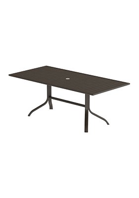 Aluminum Slat 72" x 36" Rectangular KD Pedestal Dining Table With Umbrella Hole