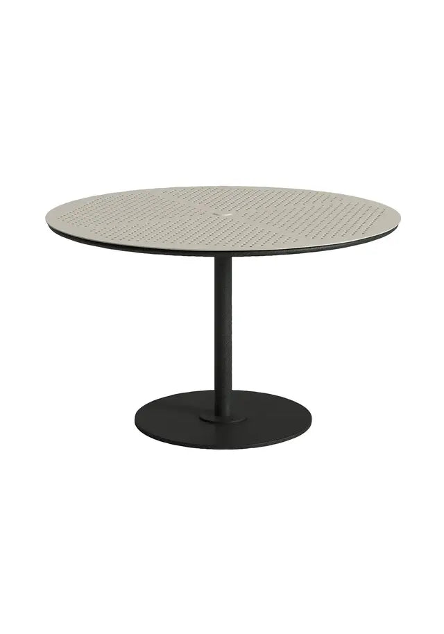 Axis 48" Round Hexis Pattern Top KD Pedestal Dining Umbrella Table by Tropitone