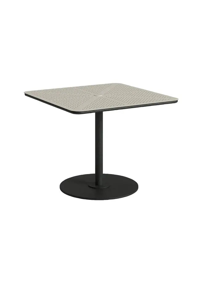 Axis 42" Square Hexis Pattern Top KD Pedestal Dining Umbrella Table by Tropitone
