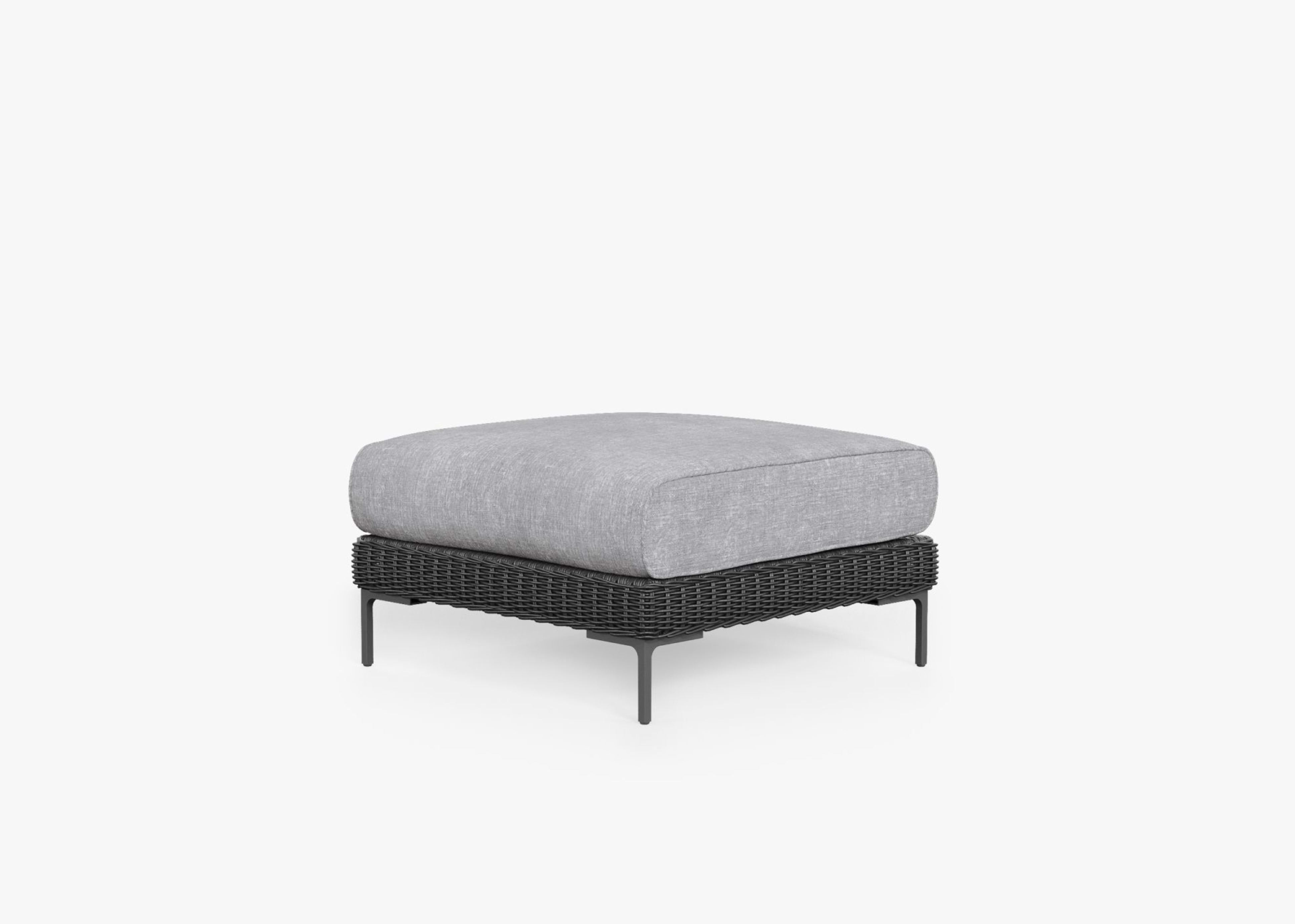black Wicker Outdoor Ottoman By Outer