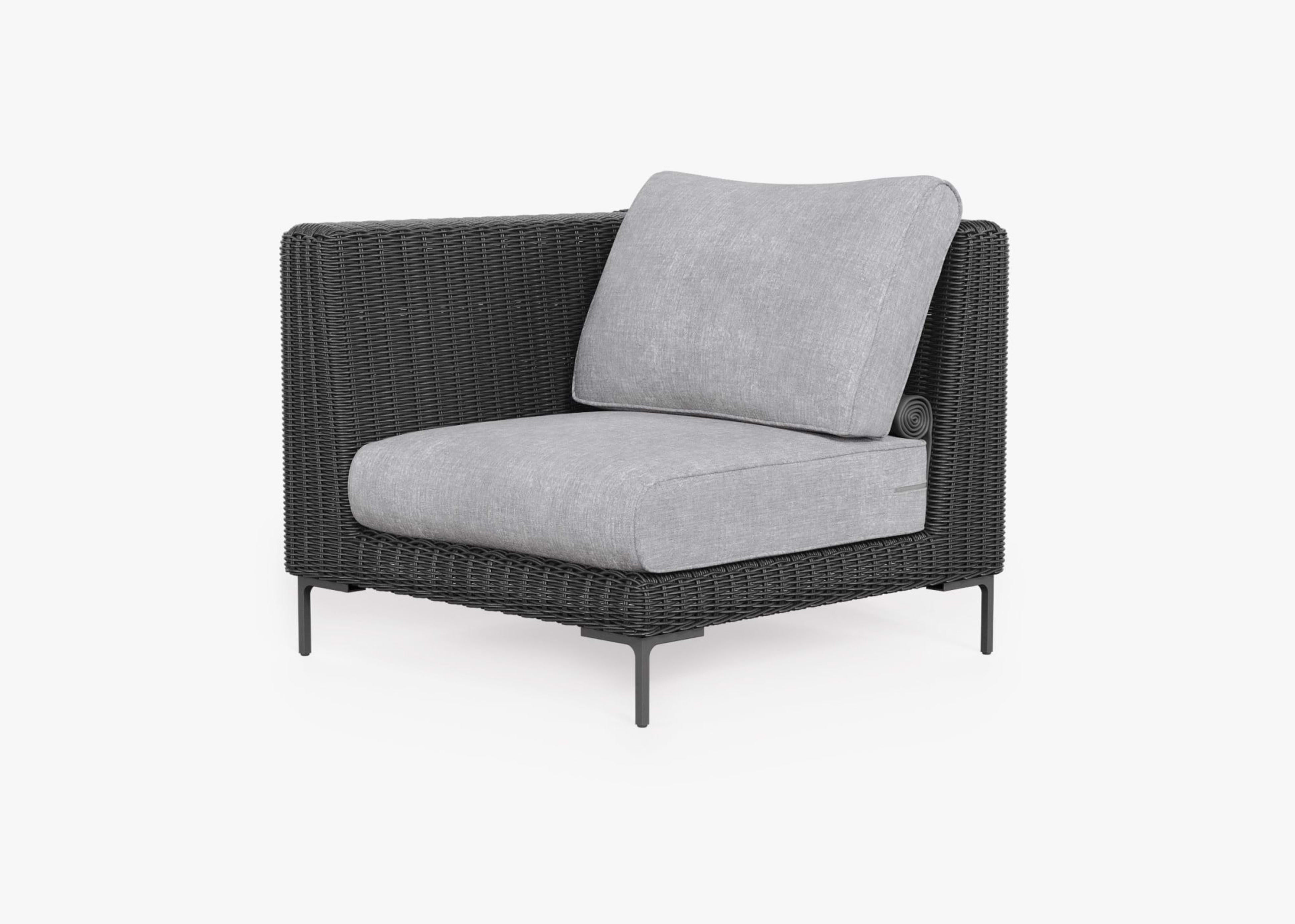 black Wicker Outdoor Left/Right Corner Chair