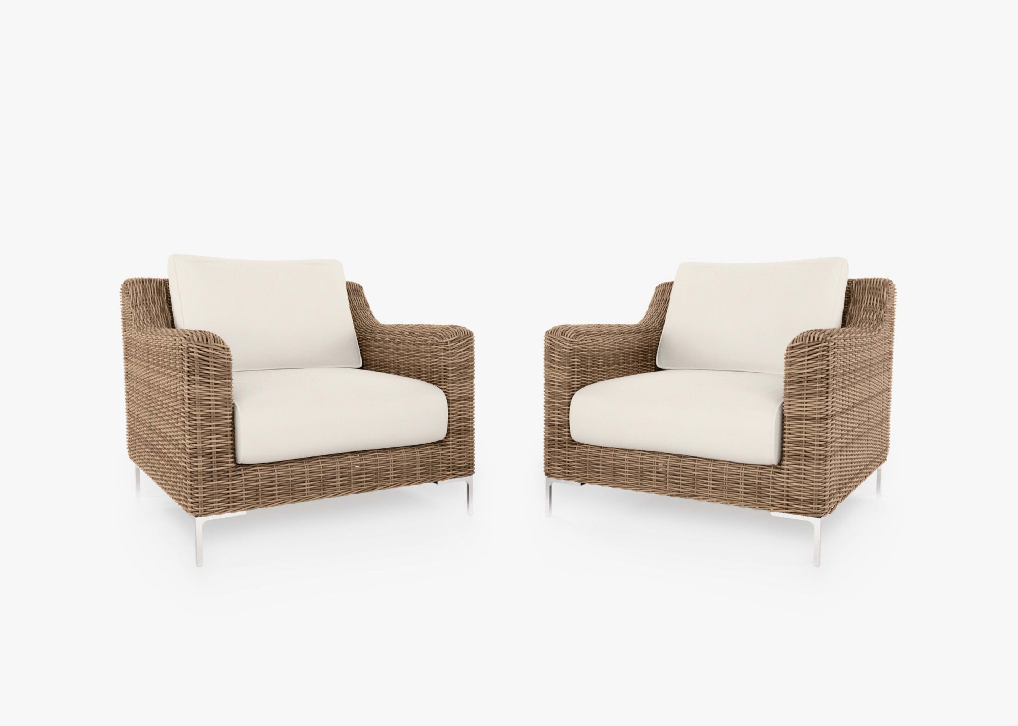 brown Wicker Outdoor Armchair Conversation Set
