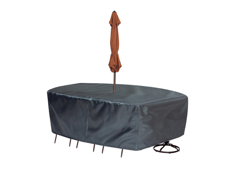 extra large patio table cover with umbrella hole Summerset Shield Oval/Rectangle Table Chair Cover Ultimate Protection for Your Outdoor Furniture X-Large 92