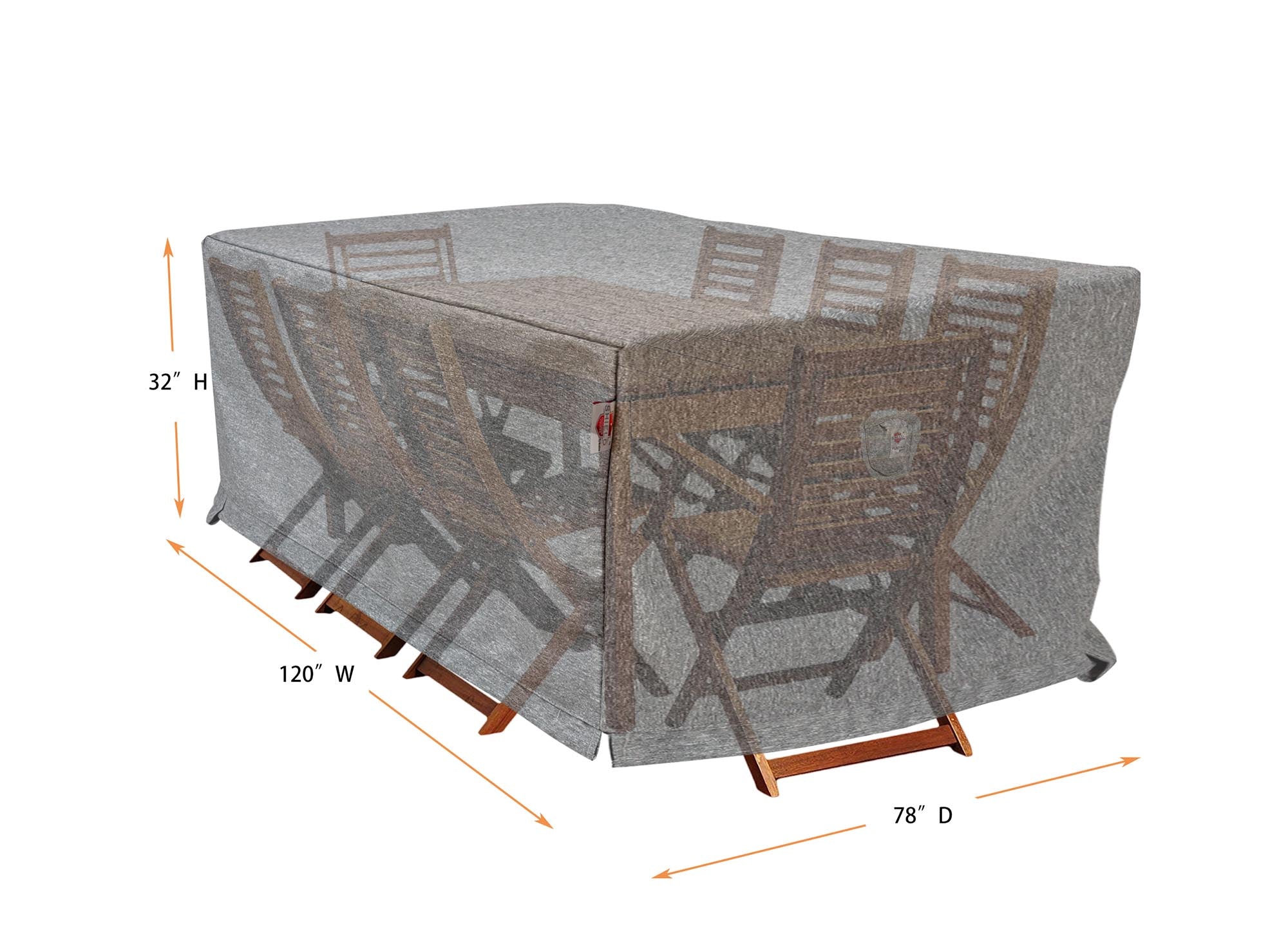 Dining Set Cover Rectangle - 120"W x 78"D x32"H Platinum By Shield