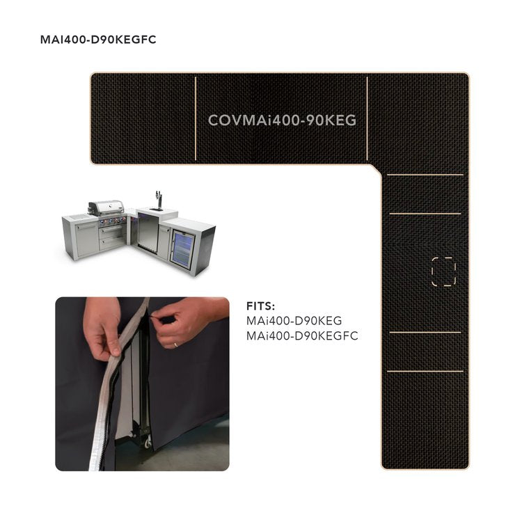 Cover for 4 Burner Island with a 90 Degree Corner and Kegerator COVMAi400-90KEG by Mont Alpi