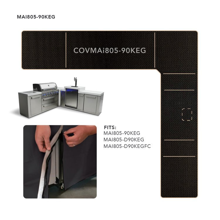 Cover for 6 Burner Island with a 90-Degree Corner and Kegerator COVMAi805-90KEG by Mont Alpi