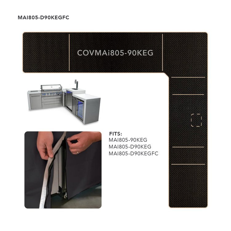 Cover for 6 Burner Island with a 90-Degree Corner and Kegerator COVMAi805-90KEG by Mont Alpi