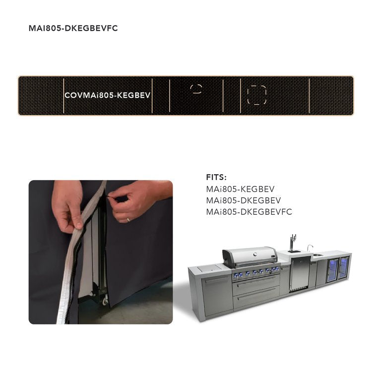 Cover for 6 Burner Island with a Kegerator and a Beverage Center COVMAi805-KEGBEV by Mont Alpi