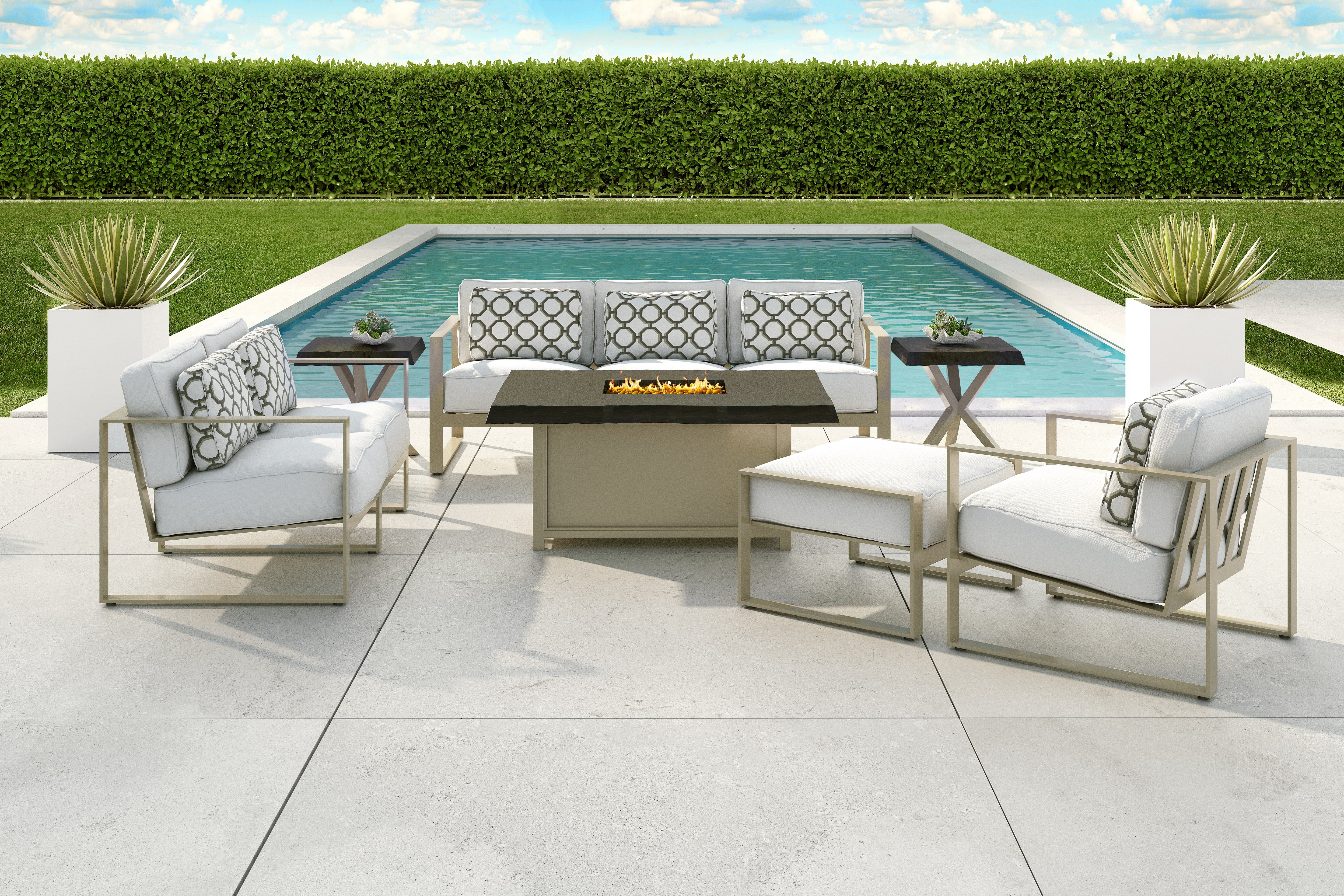 Park Place Outdoor Furniture Set with Fire Table By Castelle