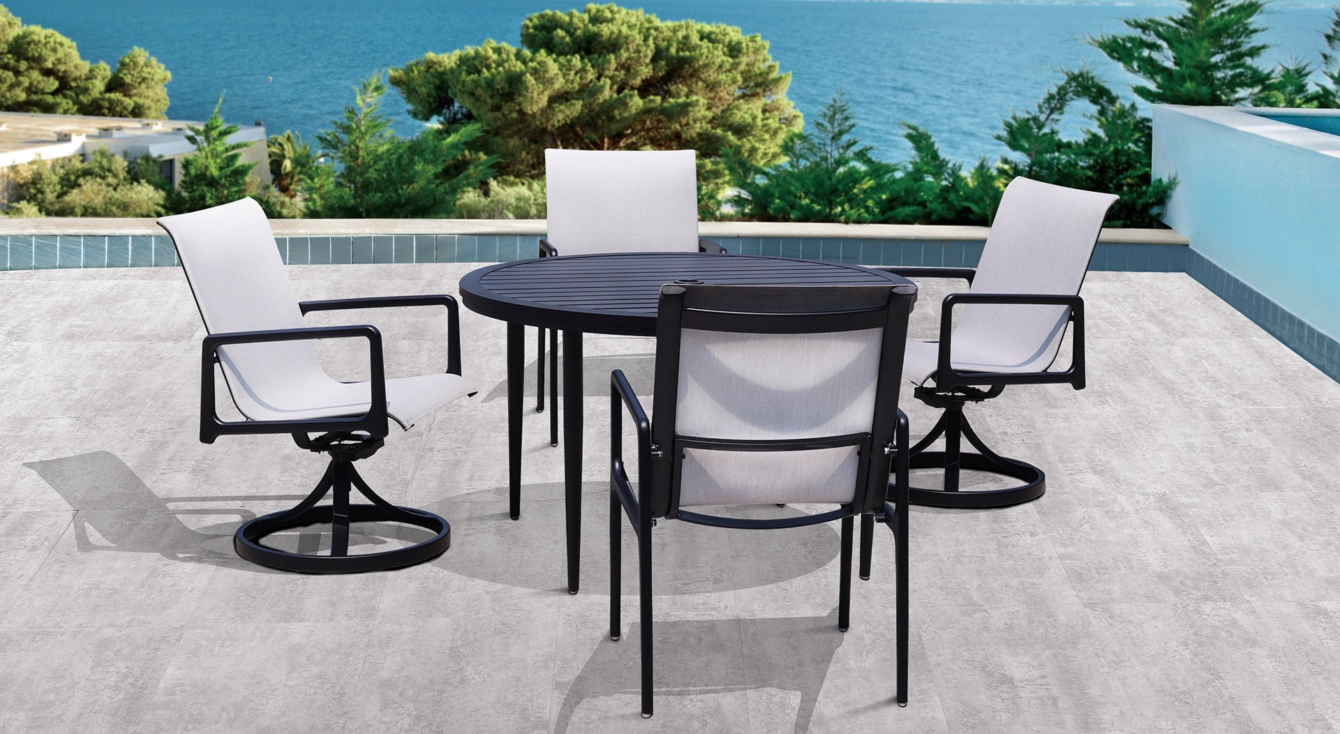 Cedar Sling Swivel Dining Rocker