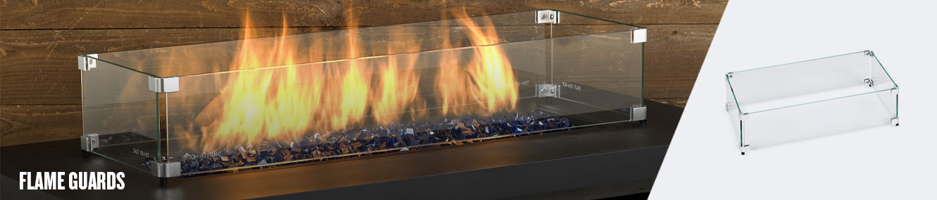 Rectangle Glass Flame Guard for Rectangle Fire Pit All Sizes  by American Fire glass
