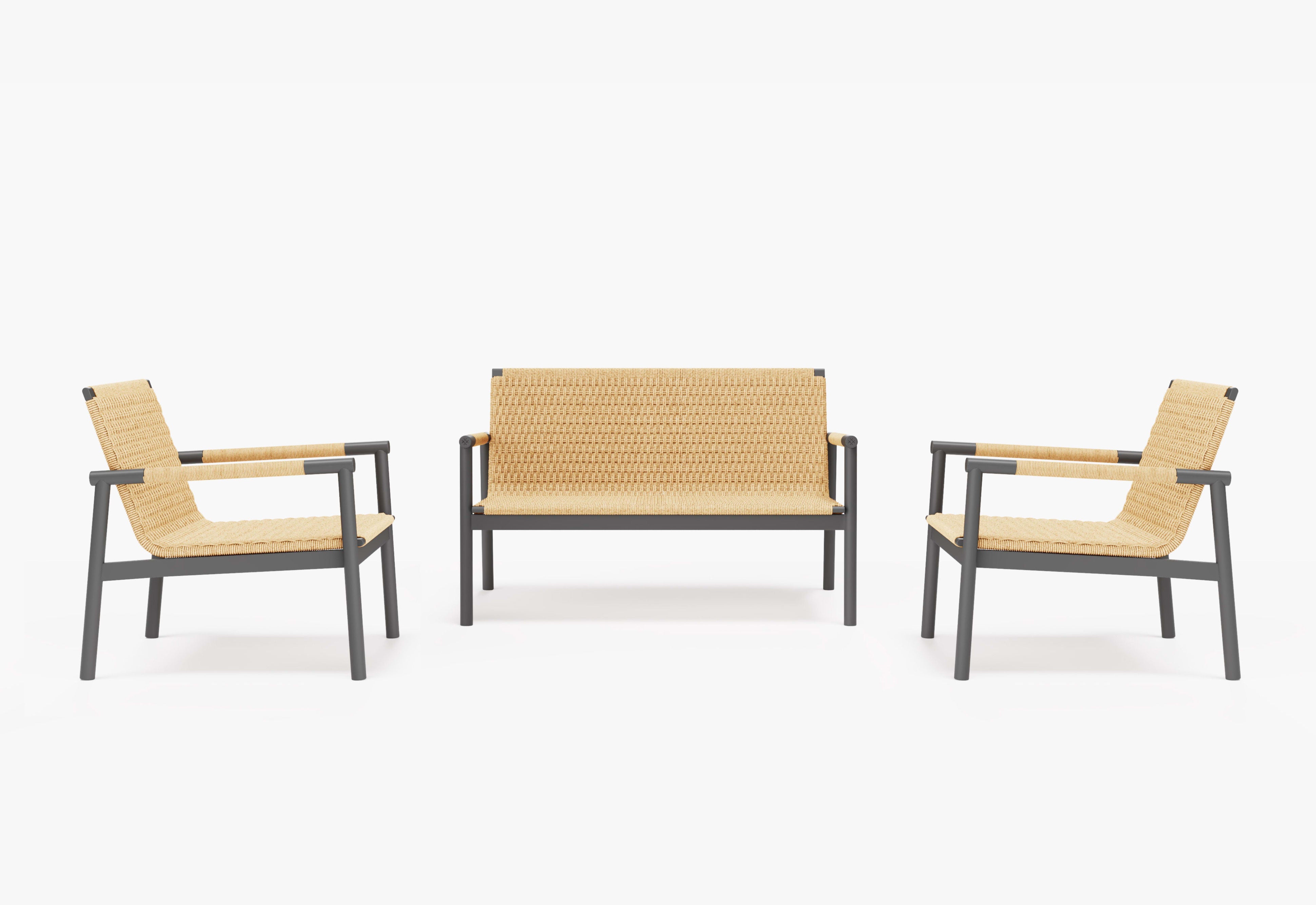 Wicker + Aluminum Flex Loveseat and Conversation Set By Outer