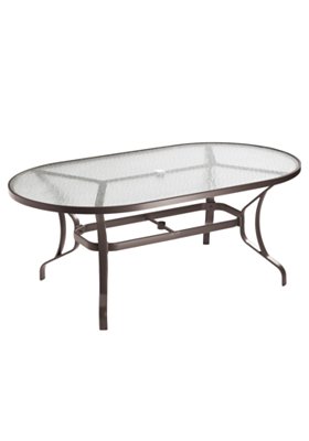 Obscure Glass 72" x 40" Oval KD Dining Umbrella Table