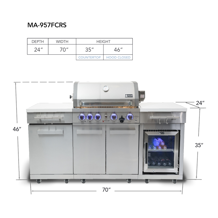 Compact Island Outdoor Kitchen MA-957FCRS with Refrigerator by Mont Alpi