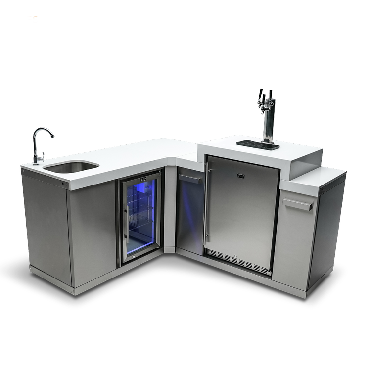Beverage Center with 90-Degree Corner and Kegerator MA-BEV90KEG by Mont Alpi
