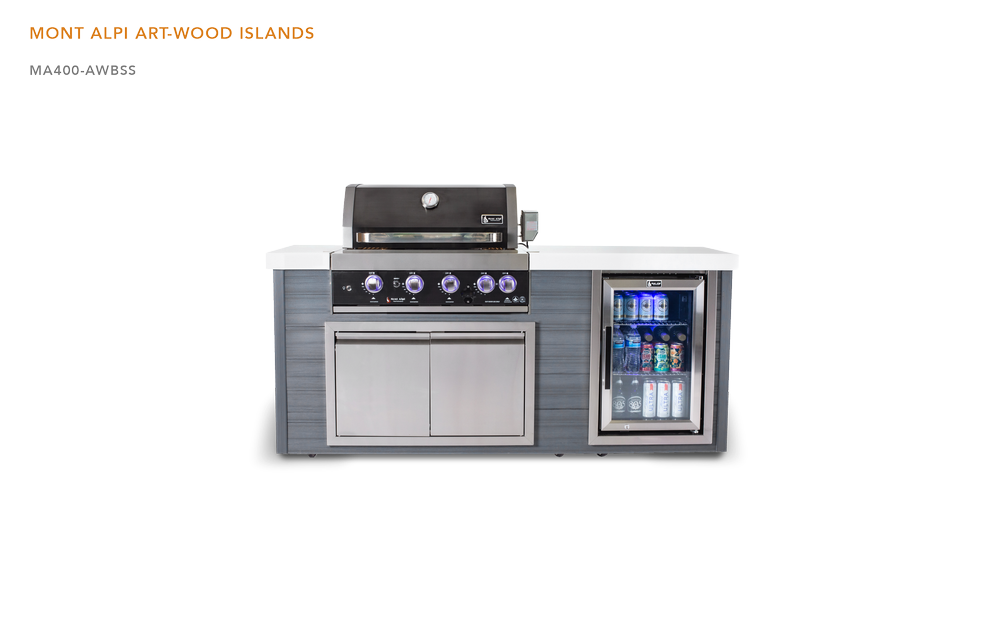 4-Burner Artwood Island in Black Stainless Steel MA400-AWBSS by Mont Alpi