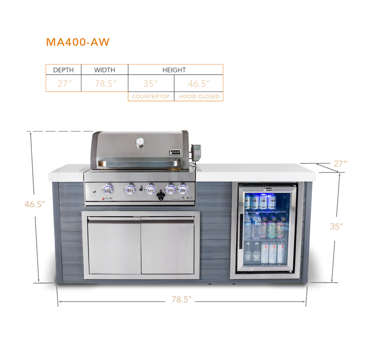 4-Burner Artwood Island in Stainless Steel MA805-AW by Mont Alpi