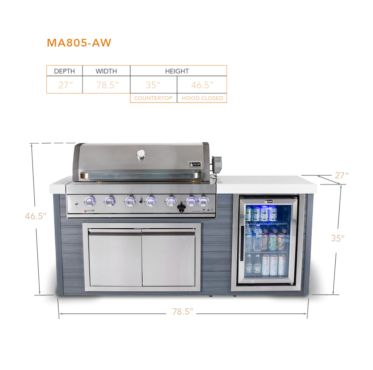 6-Burner Artwood Island in Stainless Steel MA805-AW by Mont Alpi