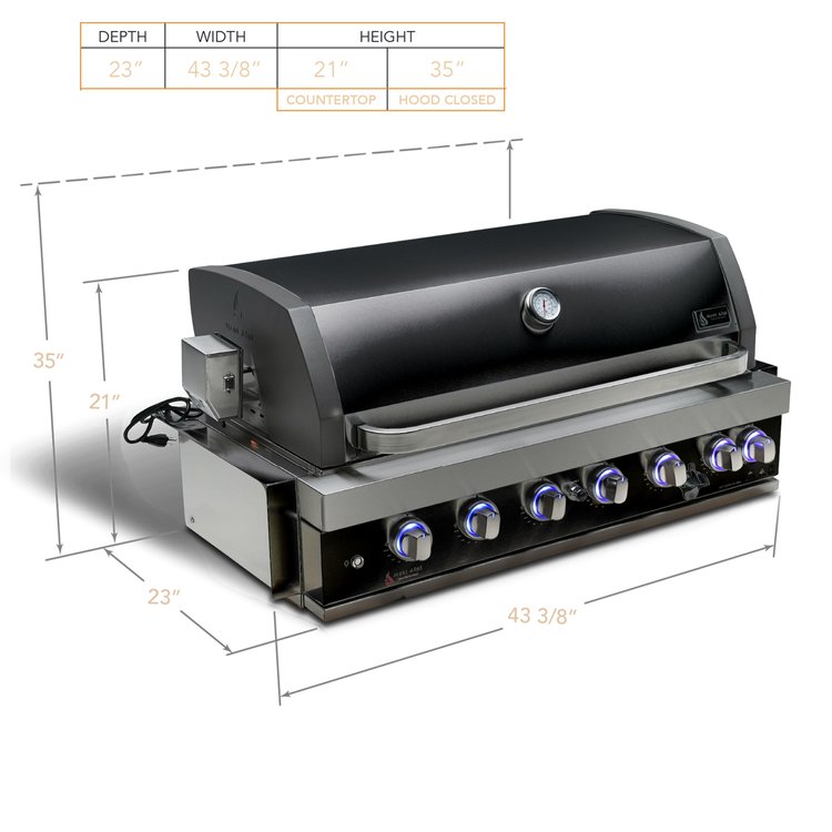 6 Burner 44" Black Stainless Steel Built-In Grill MABi805-BSS by Mont Alpi