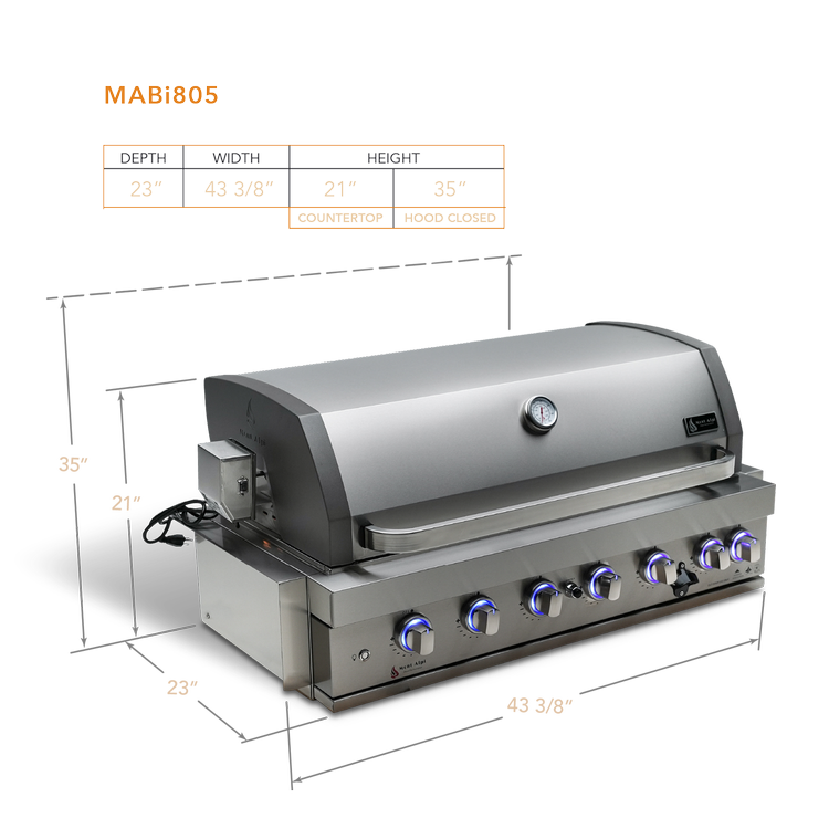6 Burner 44" Built-In Grill MABi805 by Mont Alpi