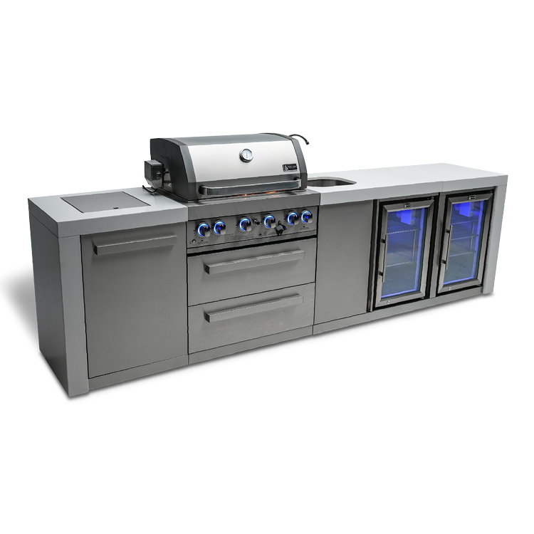 Mont Alpi Deluxe Series 4 Burner Deluxe Island with a Beverage Center and Fridge Cabinet MAi400-DBEVFC by Mont Alpi