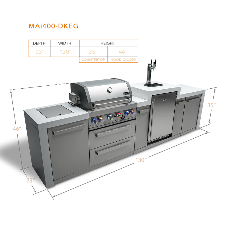 Mont Alpi Deluxe Series 4 Burner Deluxe Island with a Kegerator MAi400-DKEG by Mont Alpi