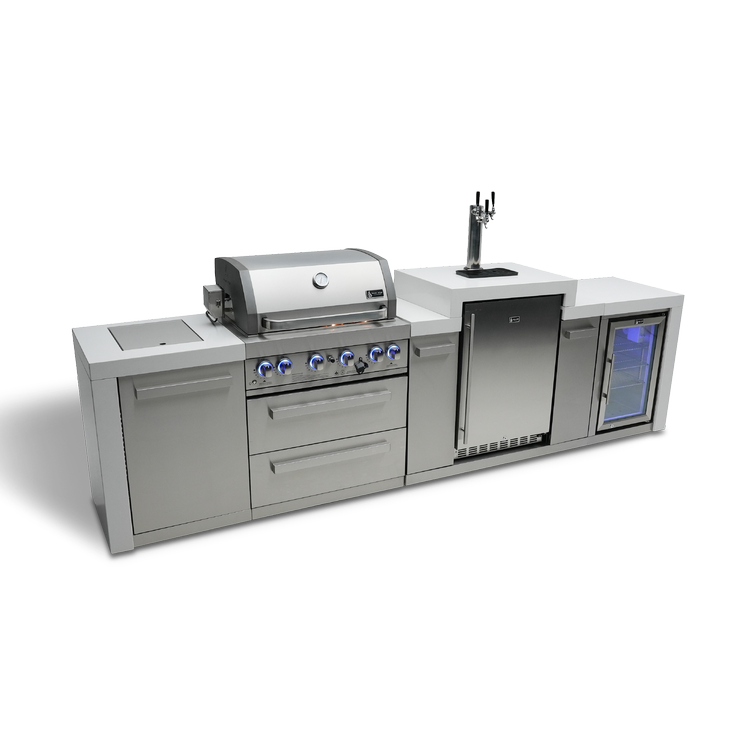 Mont Alpi Deluxe Series 4 Burner Deluxe Island with a Kegerator and Fridge Cabinet MAi400-DKEGFC by Mont Alpi