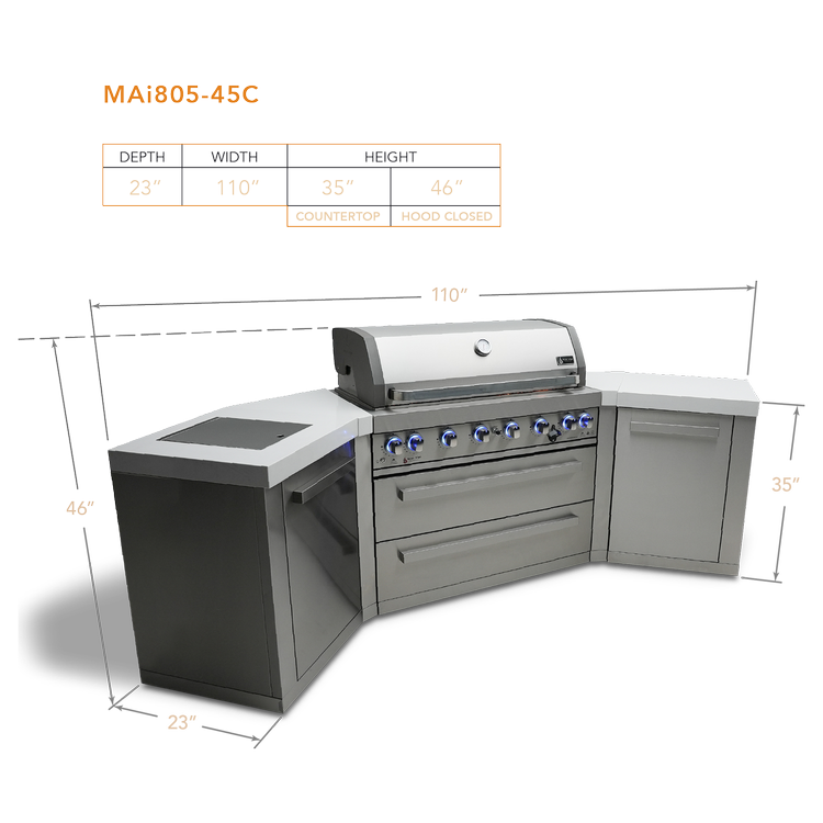 Mont Alpi Original Series 6-Burner Island with 45-Degree Corners MAi805-45 by Mont Alpi