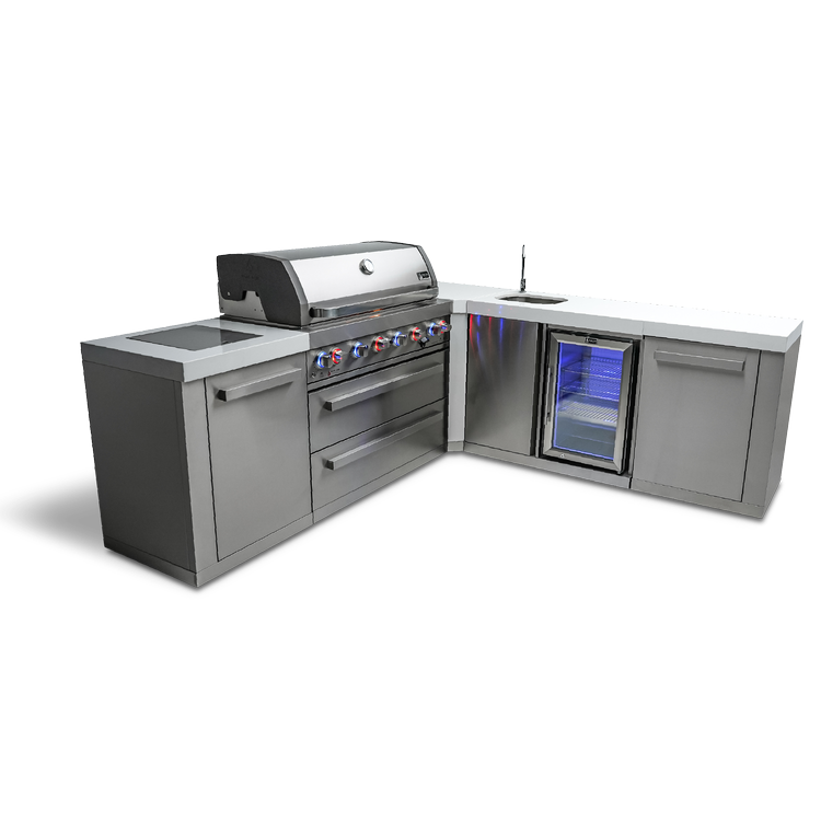 Mont Alpi Original Series 6-Burner Island with a 90-Degree Corner and Beverage Center MAi805-90BEV by Mont Alpi