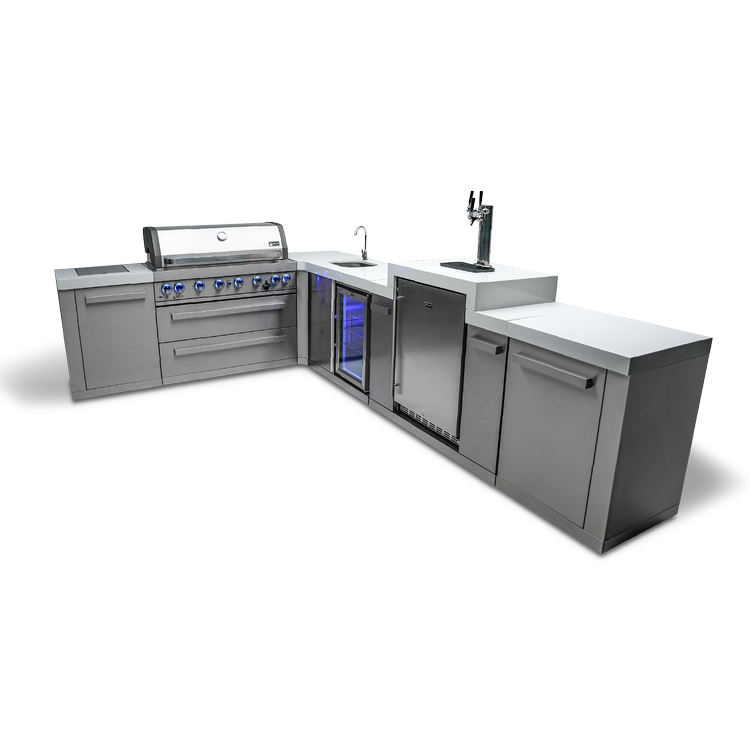 Mont Alpi Original Series 6-Burner Island with a 90-Degree Corner, Kegerator and Beverage Center MAi805-90KEGBEV by Mont Alpi