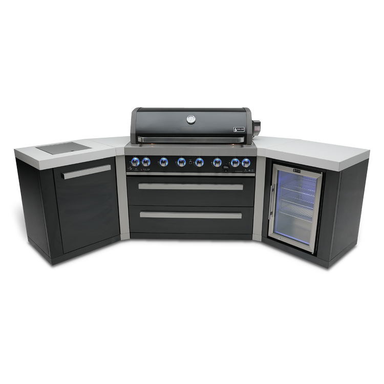 Mont Alpi Black Series 805 Black Stainless Steel Island With 45-Degree Corners and a Fridge Cabinet MAi805-BSS45FC by Mont Alpi