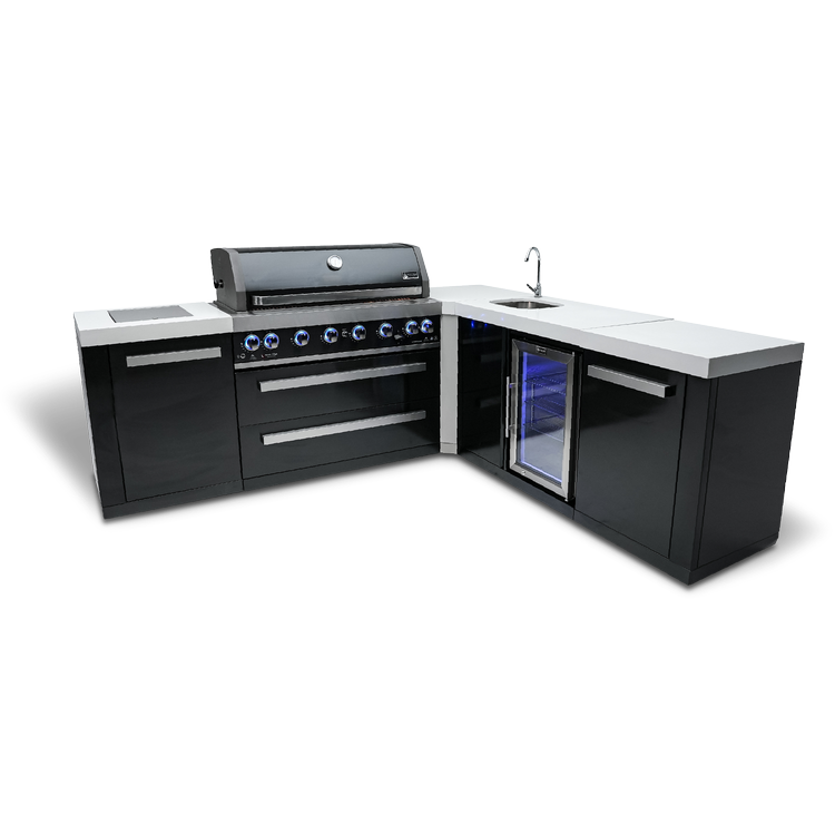 Mont Alpi Black Series 805 Black Stainless Steel Island With A 90-Degree Corner and Beverage Center MAi805-BSS90BEV by Mont Alpi