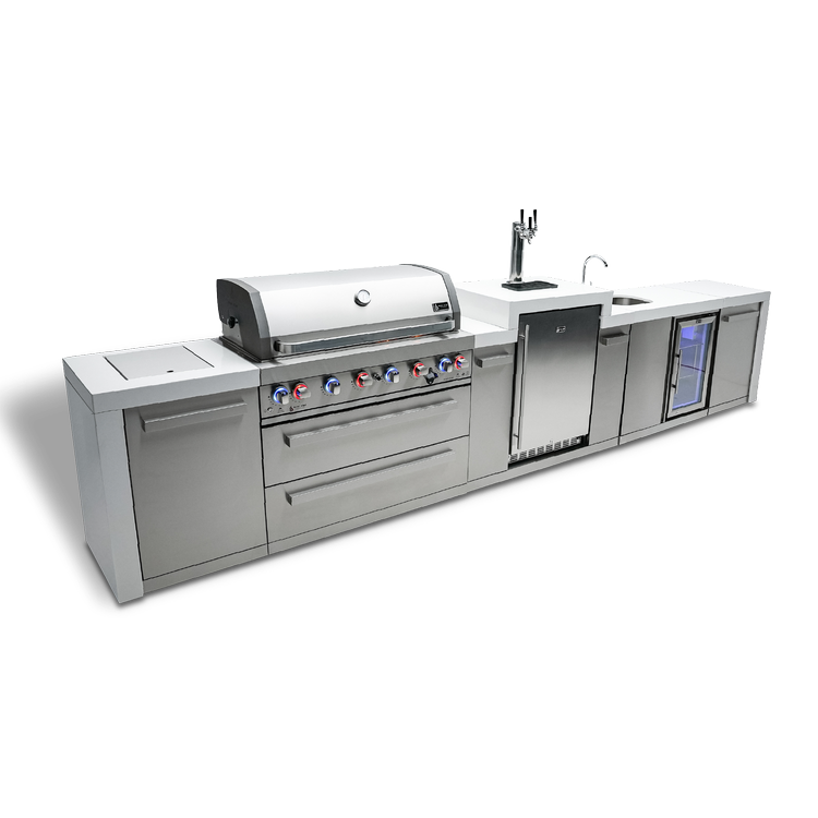 Mont Alpi Deluxe Series 6 Burner Deluxe Island with a Kegerator and a Beverage Center MAi805-DKEGBEV by Mont Alpi