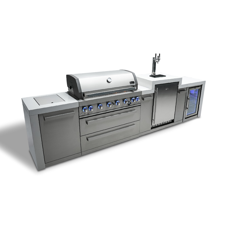 Mont Alpi Deluxe Series 6 Burner Deluxe Island with a Kegerator and Fridge Cabinet MAi805-DKEGFC by Mont Alpi