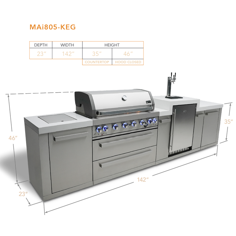 Mont Alpi Original Series 6-Burner Island with a Kegerator MAi805-KEG by Mont Alpi