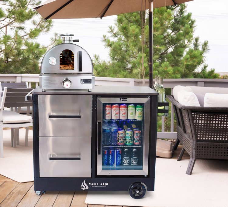 Pizza and Roast-Ready Oven & Deluxe Bar Cart MAPCL & MAPZ-SS Combo by Mont Alpi